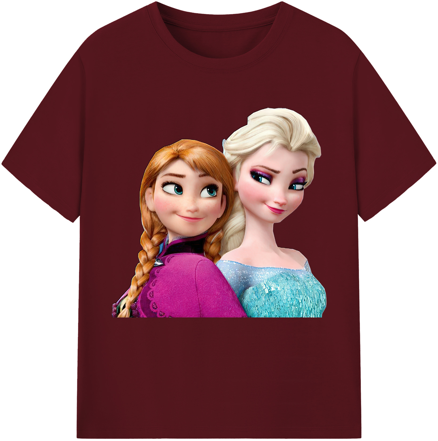 （画像用） アナと雪の女王 アンナ エルサ Frozen Anna Elsa 綿100％半袖Tシャツ（フロントプリント）